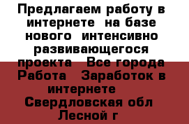 Предлагаем работу в интернете, на базе нового, интенсивно-развивающегося проекта - Все города Работа » Заработок в интернете   . Свердловская обл.,Лесной г.